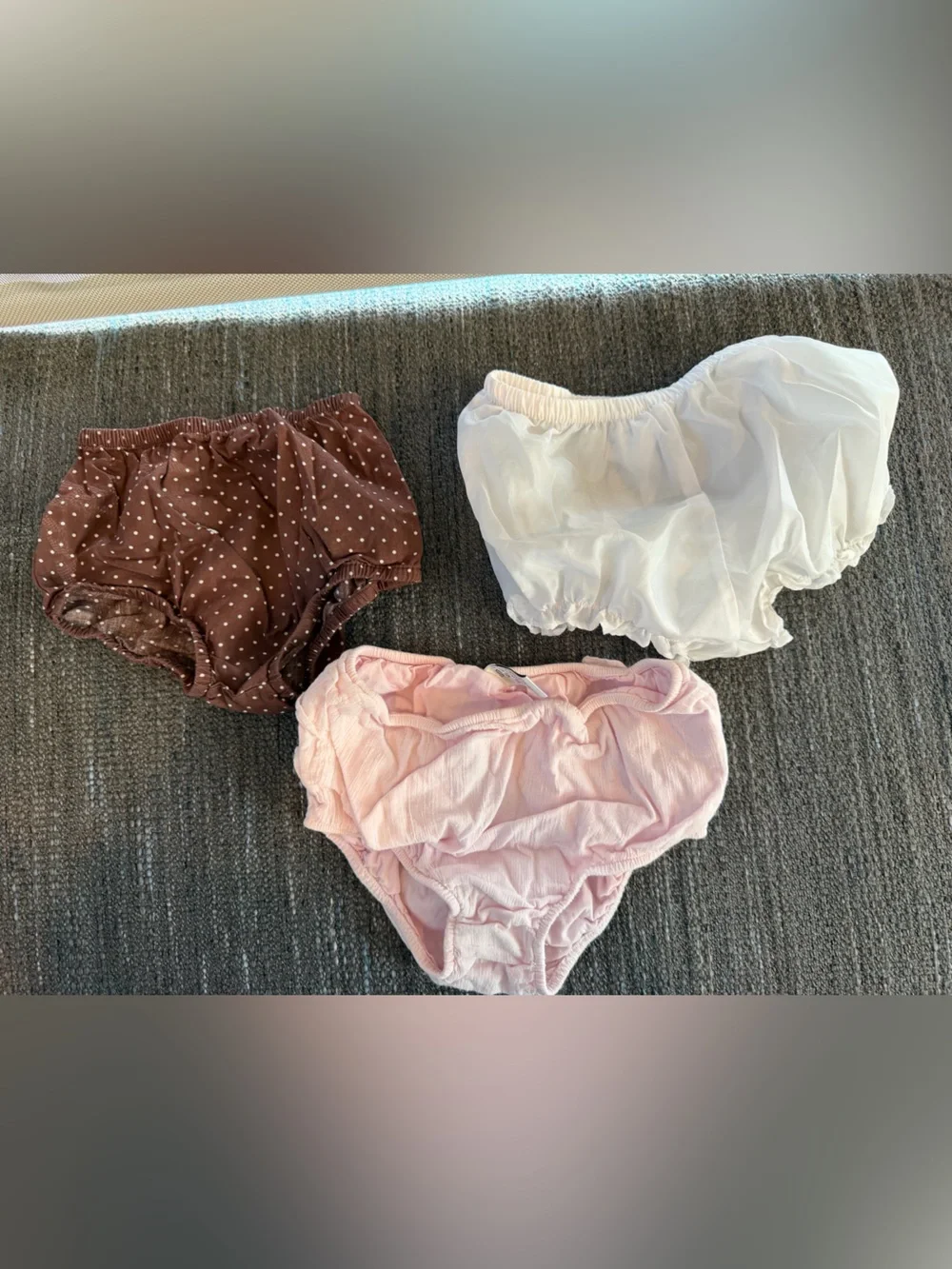 3-Pack Baby Bloomers - White, Light Pink & Brown Polka Dot